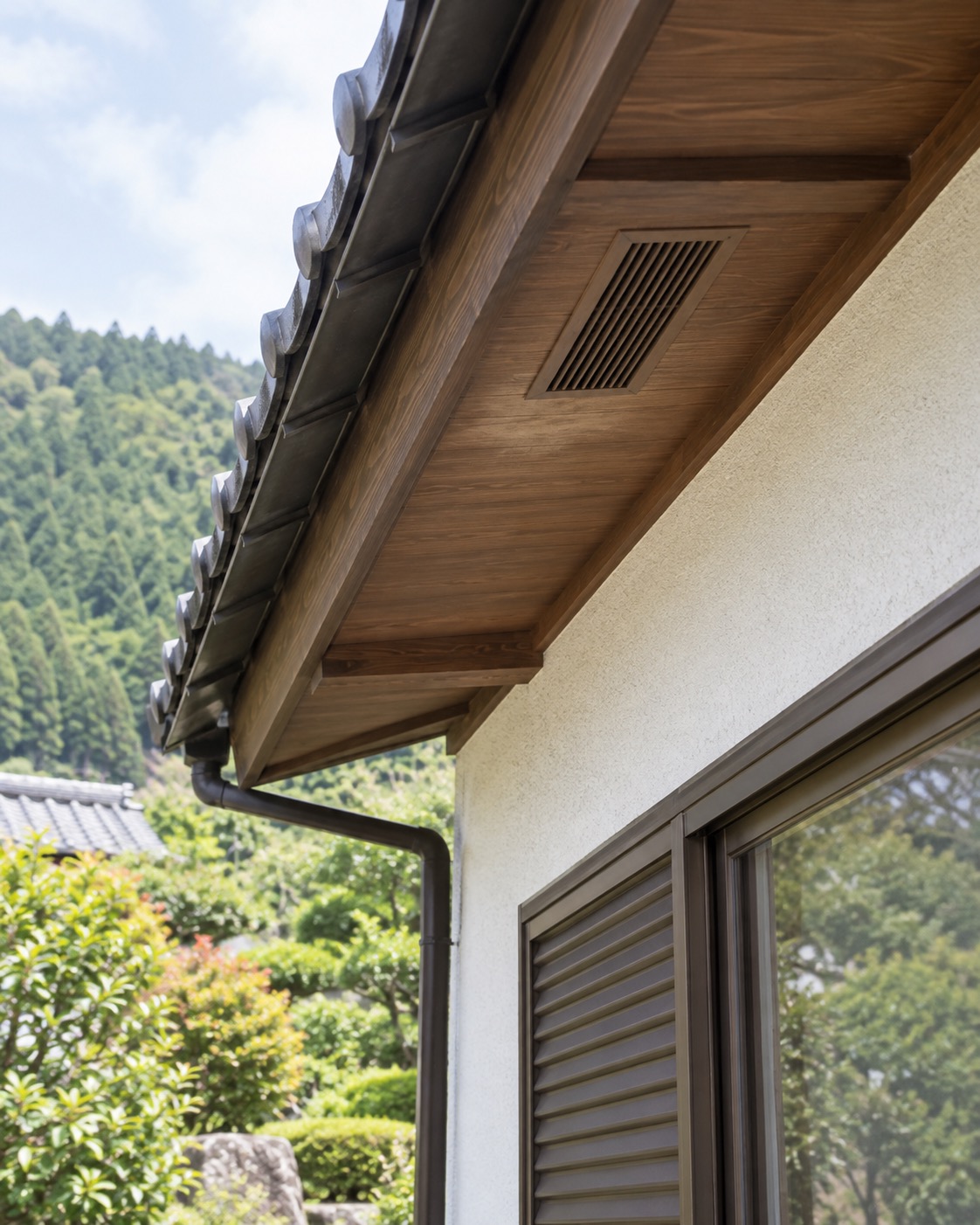 巣を取り除いて空になった軒天換気口まわり