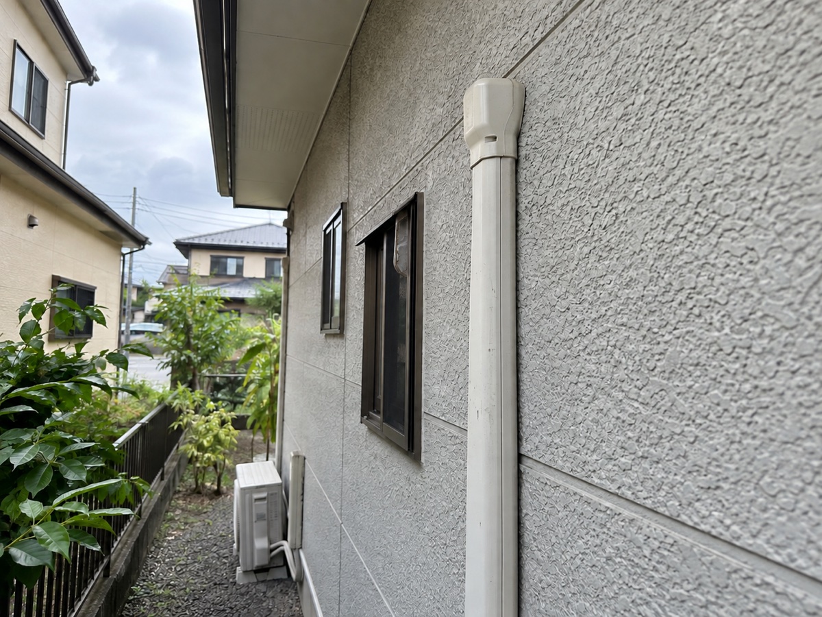 巣を取り除いて空になった外壁配線カバー上端